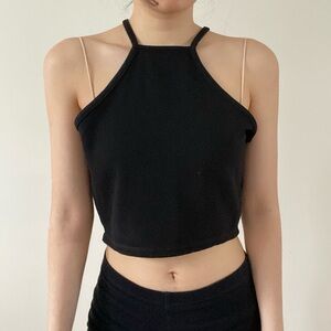 Black halter neck crop top